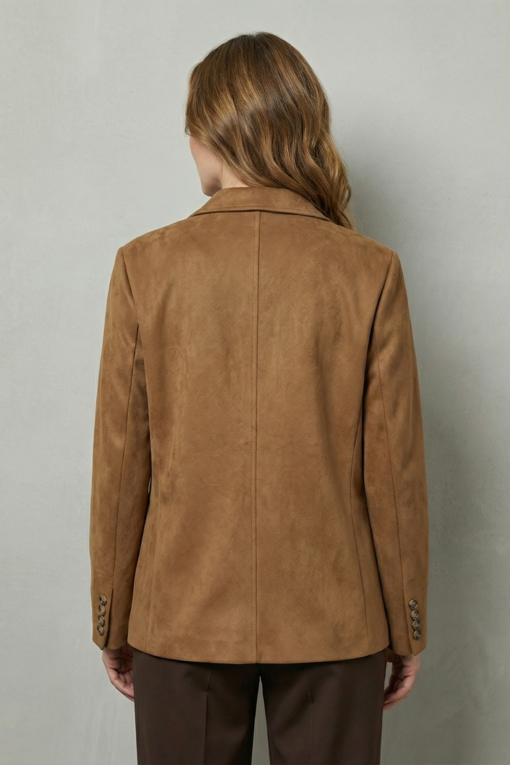 Structured Shoulders Suede Blazer