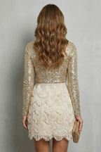 Long Sleeve Sequin Glamour Mini Dress