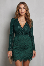 Long Sleeve Sequin Glamour Mini Dress