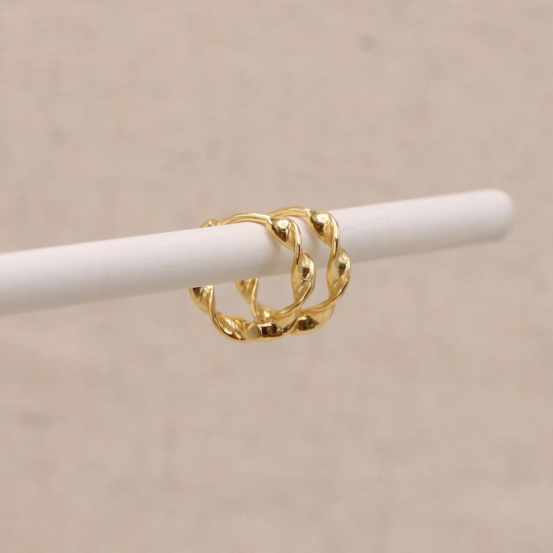 Twisted Gold Huggie Hoops