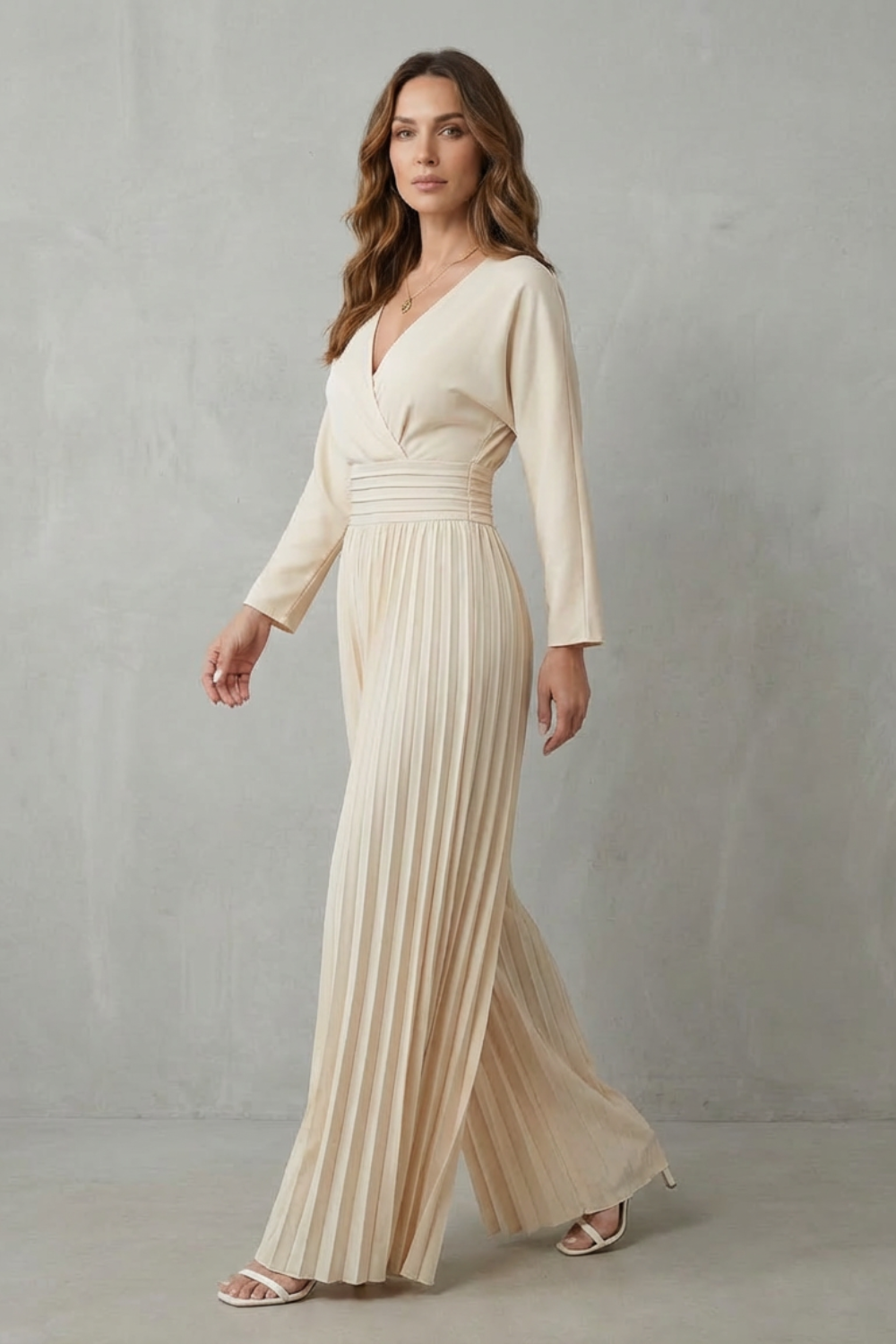 Isla – Pleated Wide-Leg Jumpsuit – Effortless Elegance