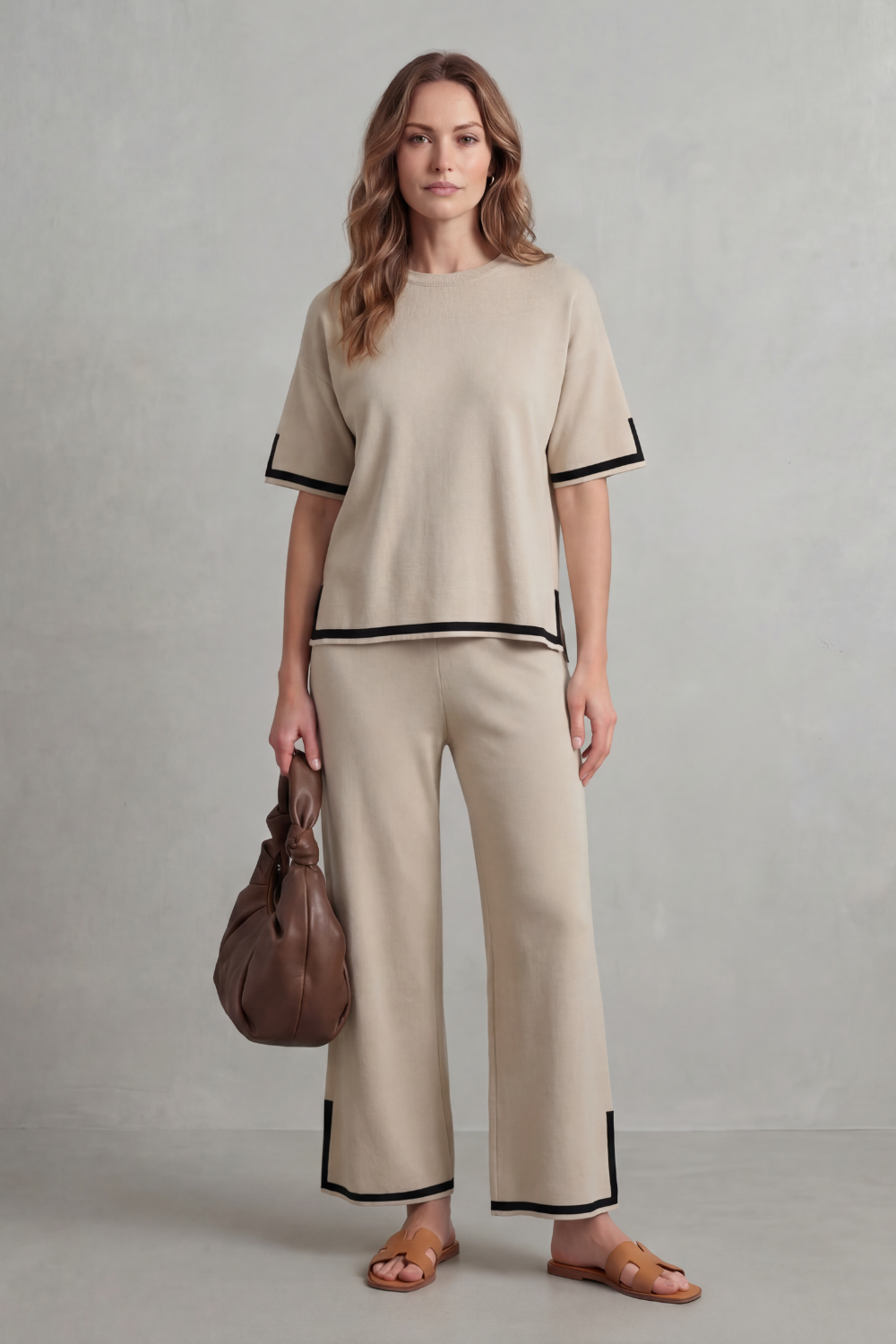 Chic Contrast Trim Lounge Set