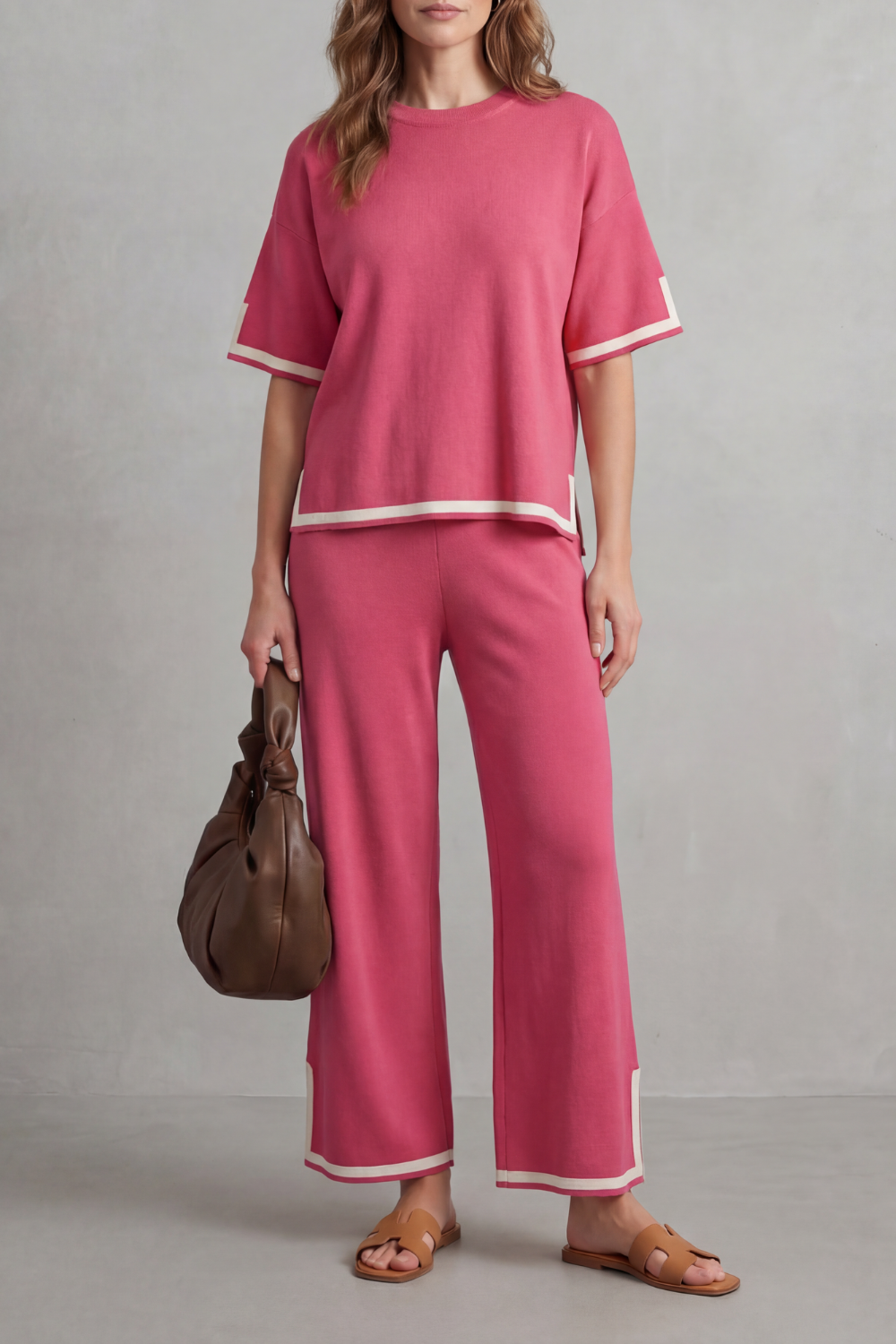 Chic Contrast Trim Lounge Set
