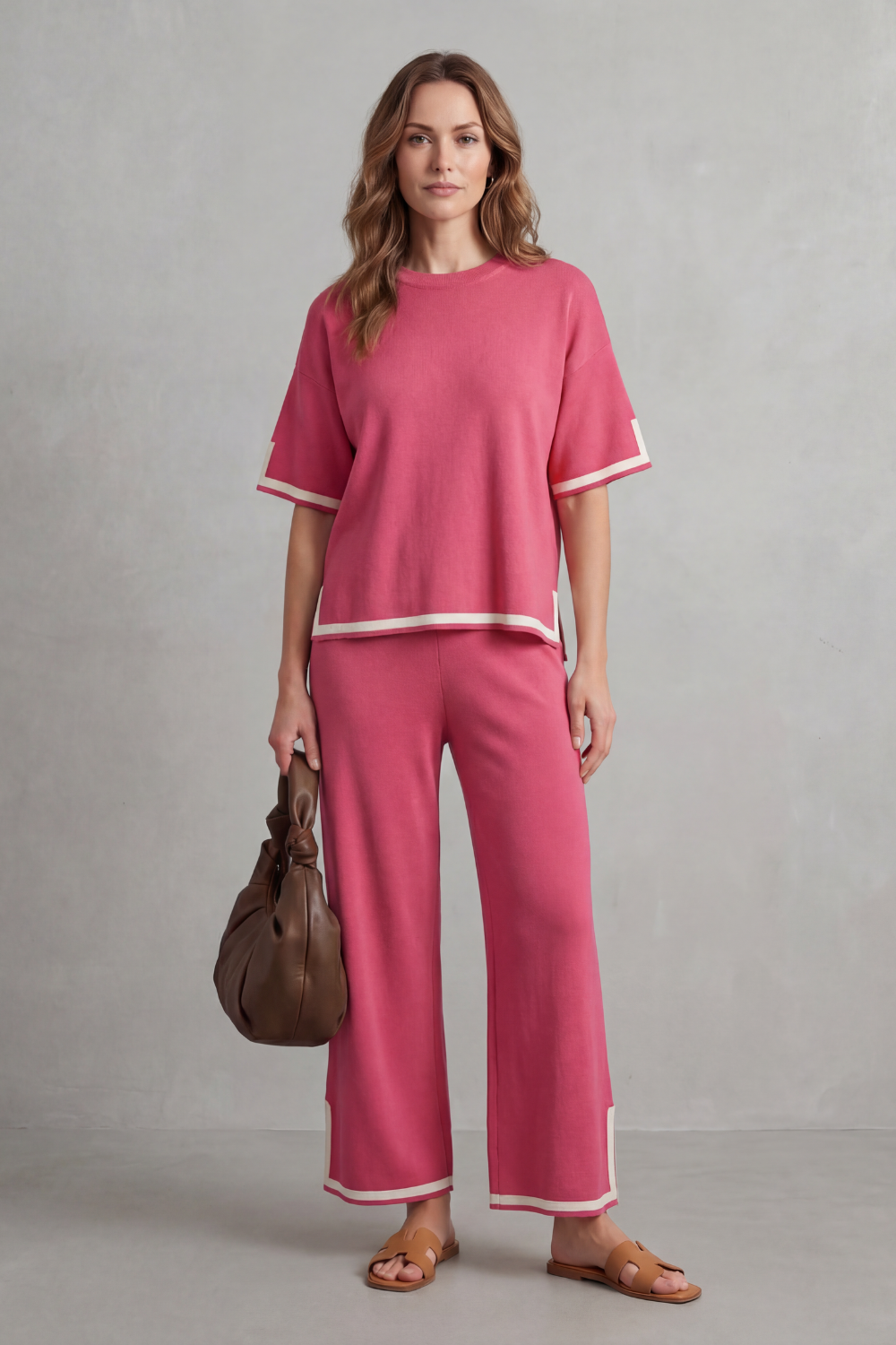 Chic Contrast Trim Lounge Set
