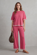 Chic Contrast Trim Lounge Set