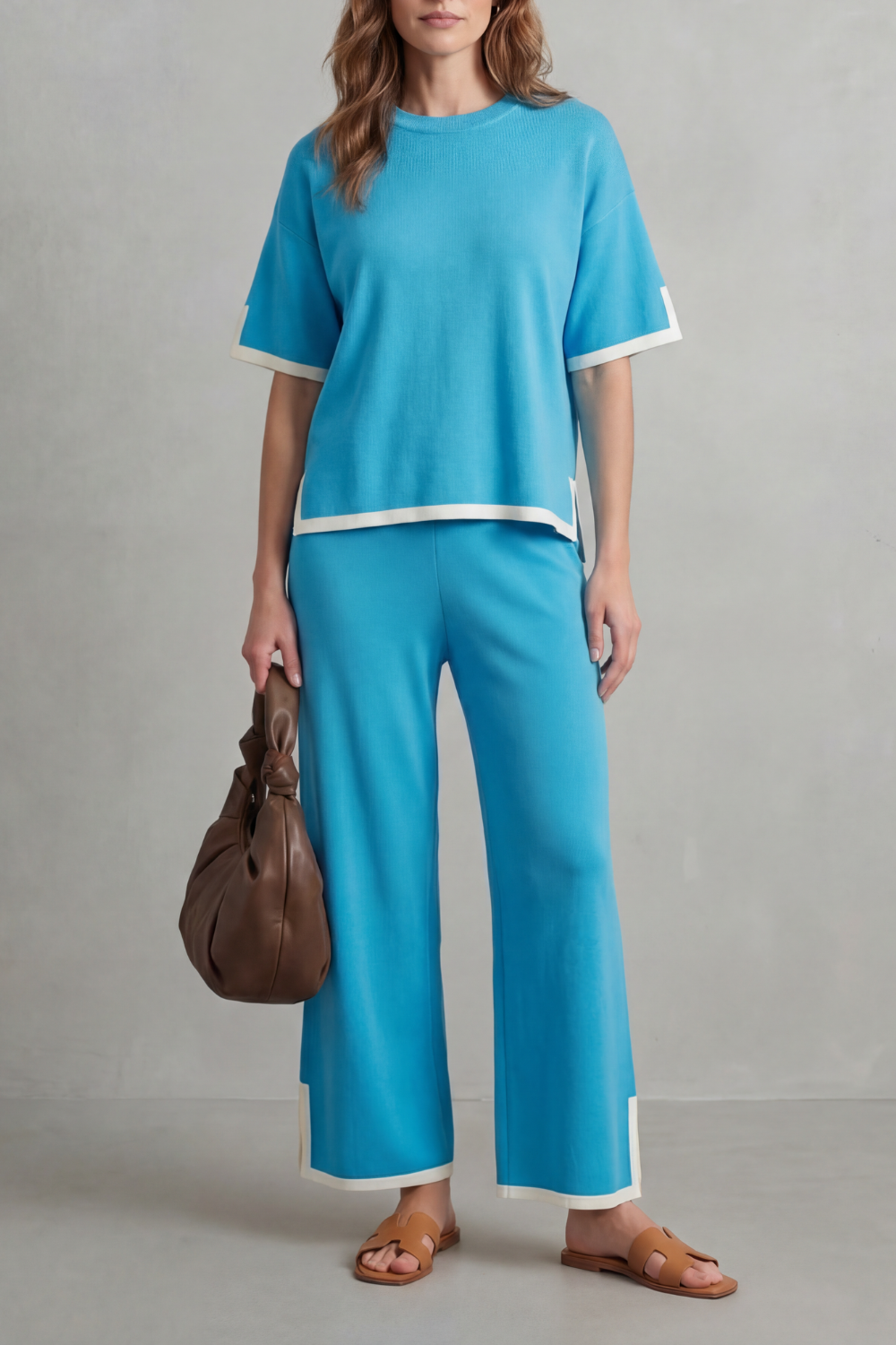 Chic Contrast Trim Lounge Set