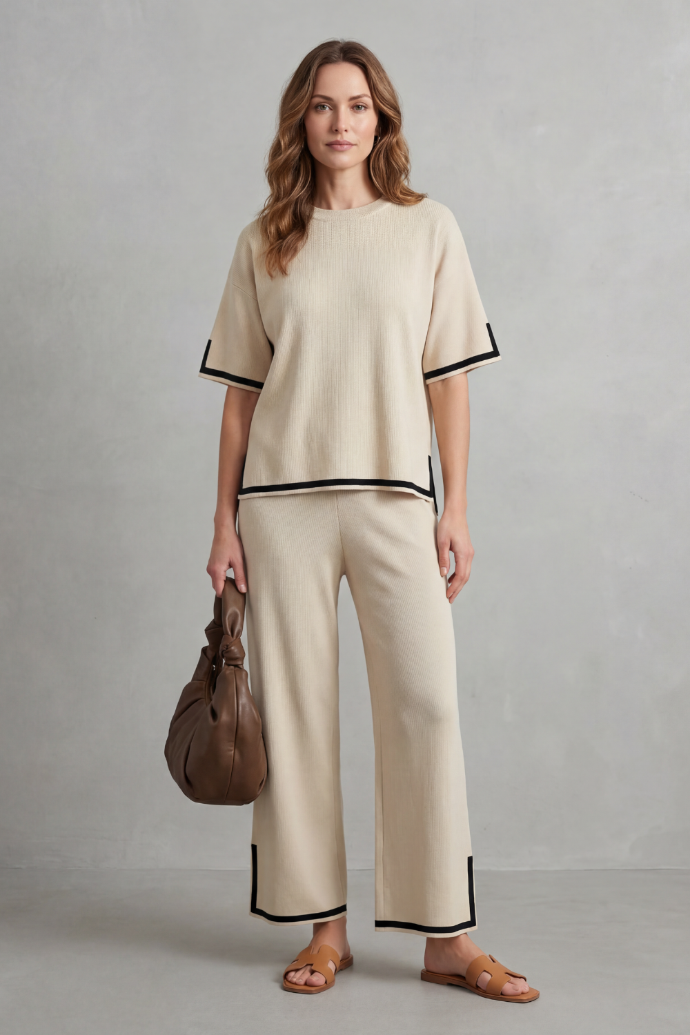 Chic Contrast Trim Lounge Set