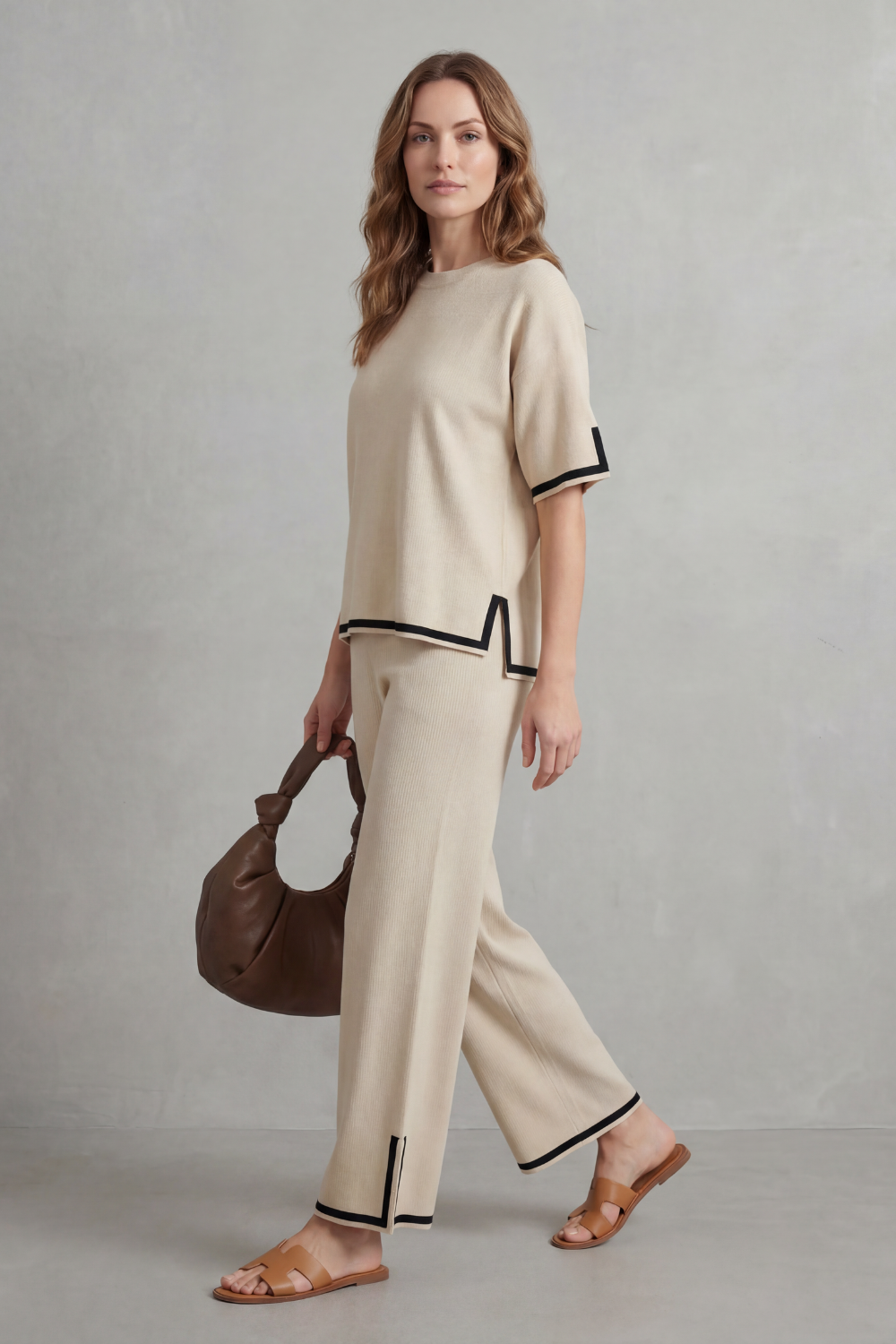 Chic Contrast Trim Lounge Set