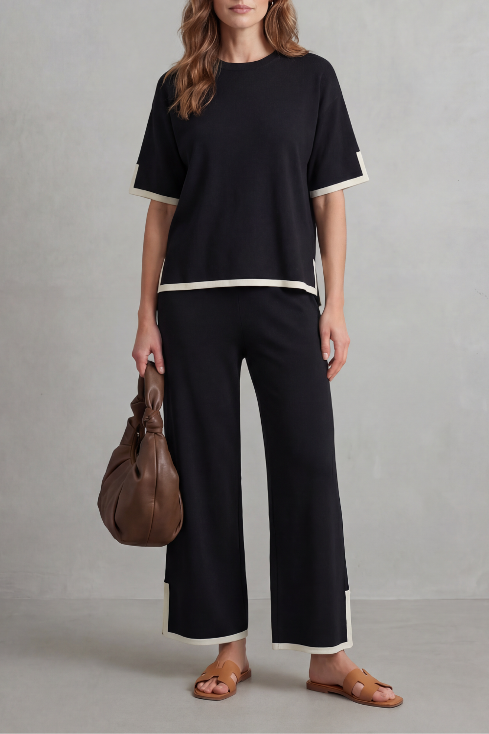 Chic Contrast Trim Lounge Set