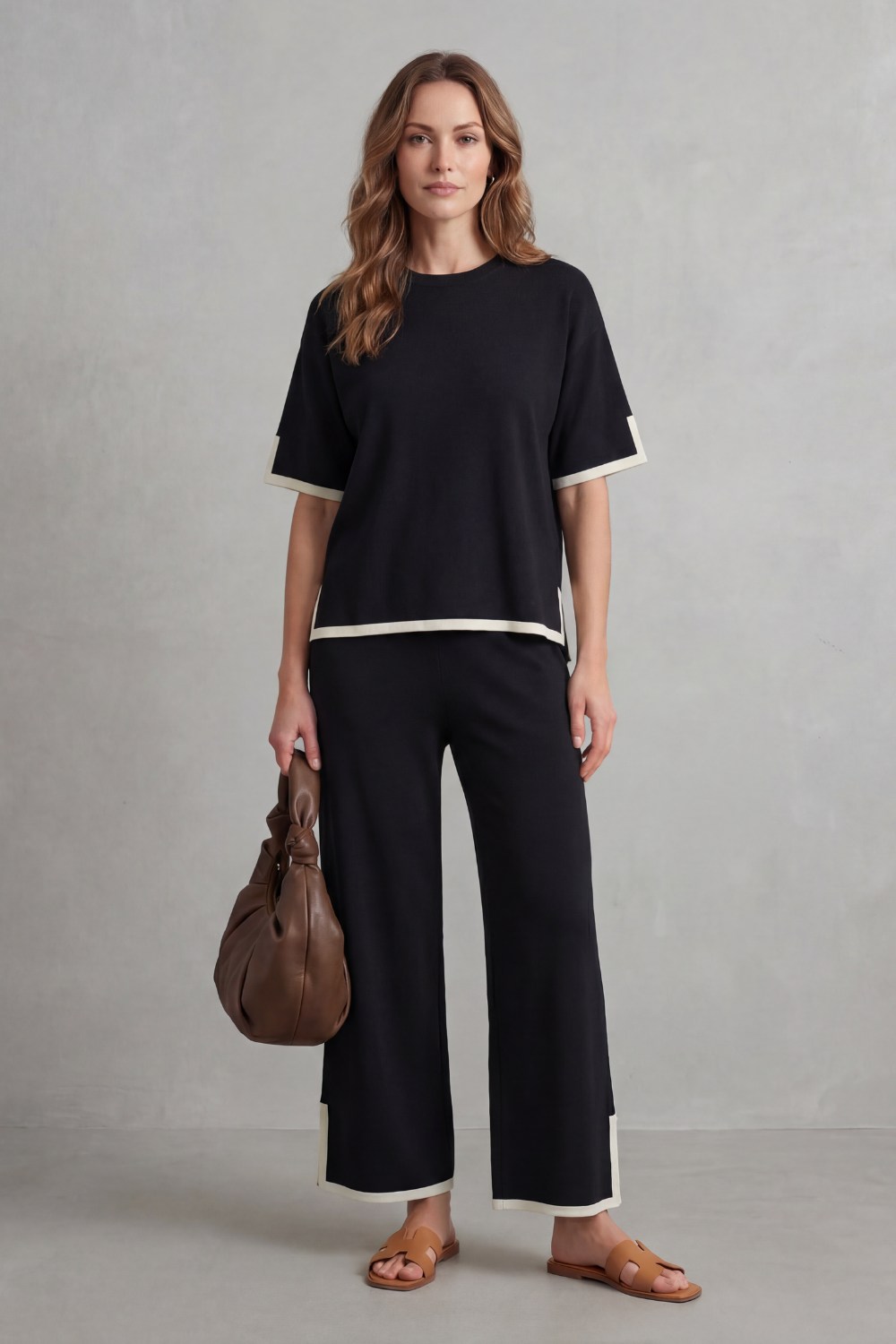 Chic Contrast Trim Lounge Set