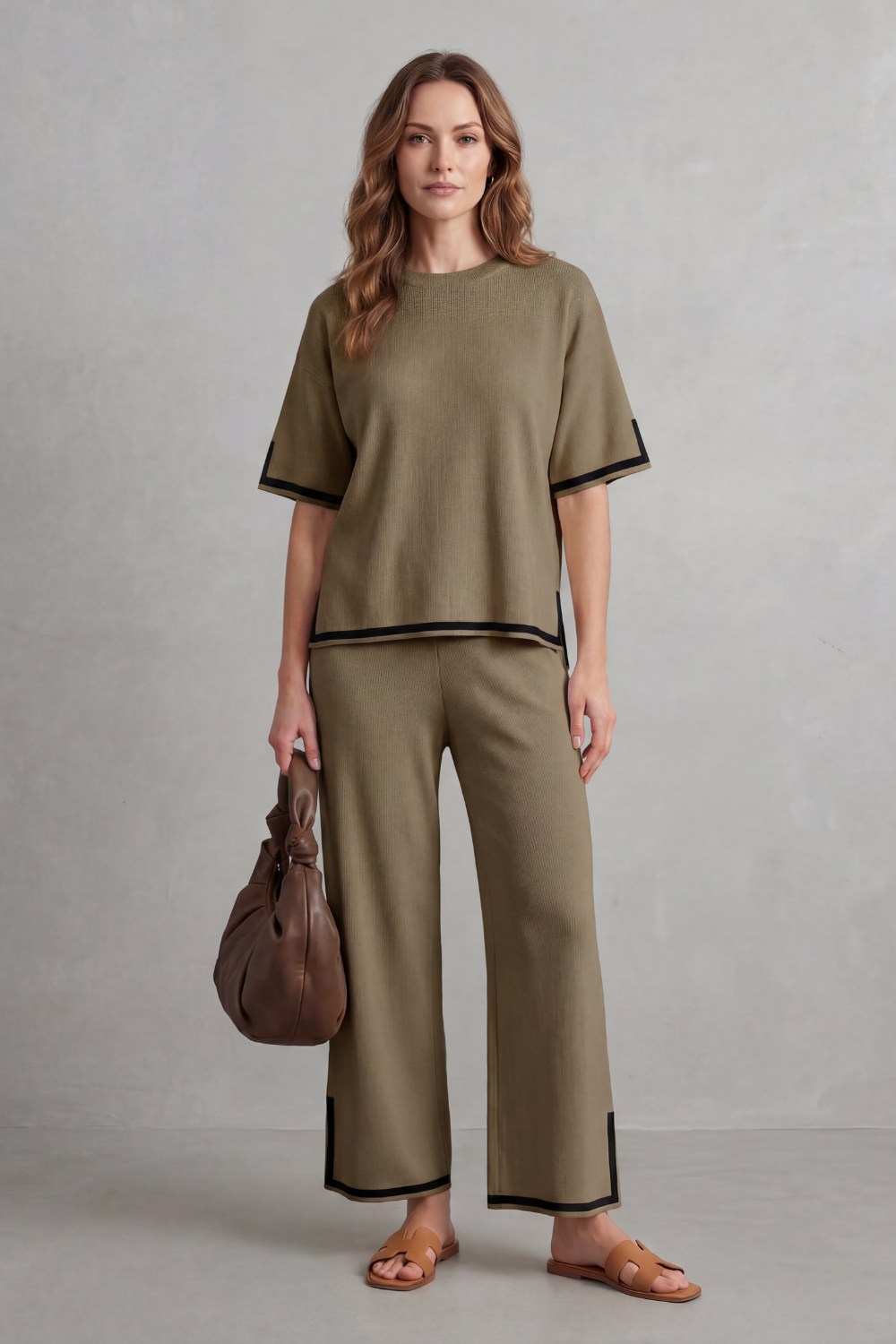 Chic Contrast Trim Lounge Set