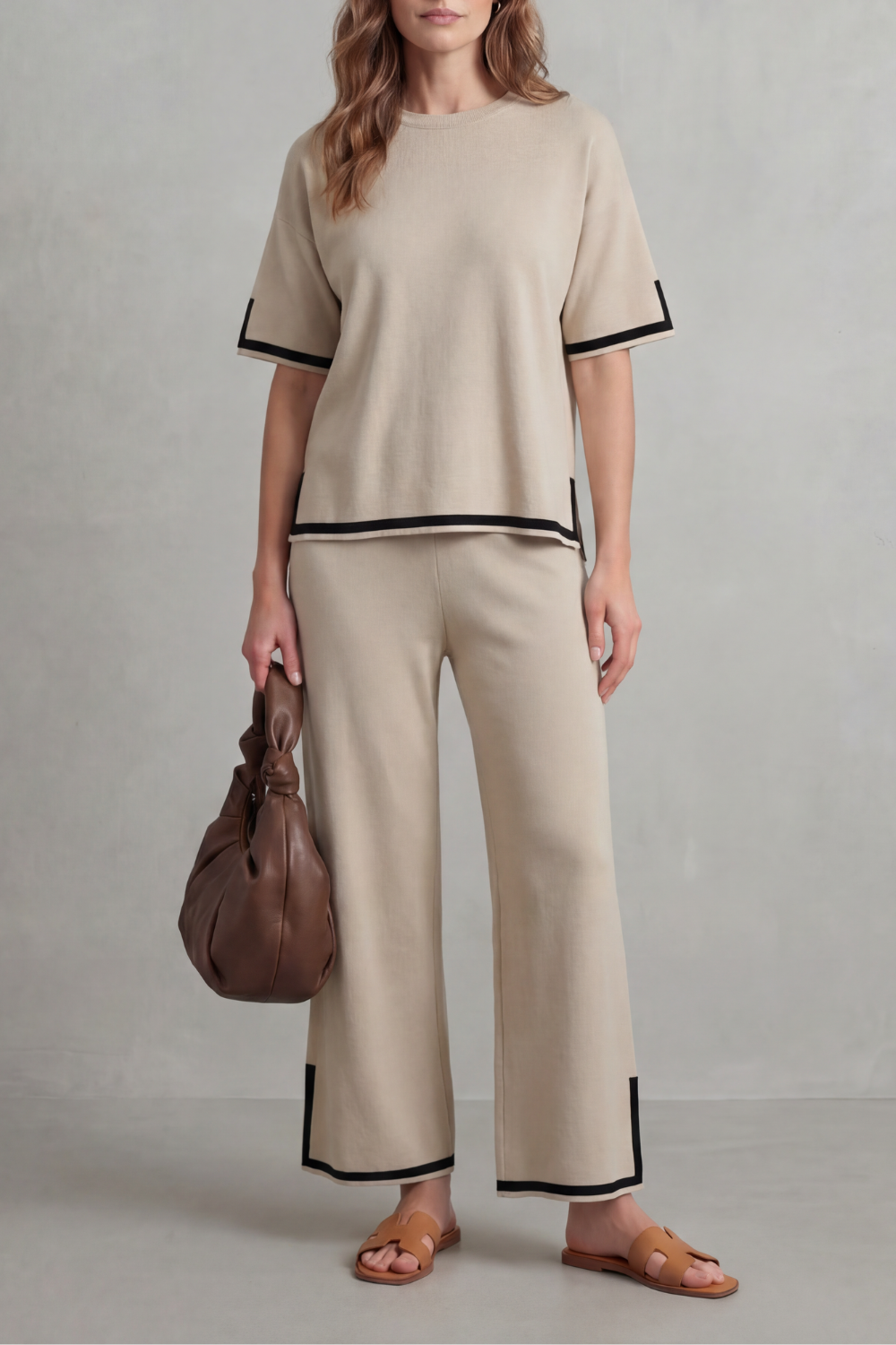 Chic Contrast Trim Lounge Set