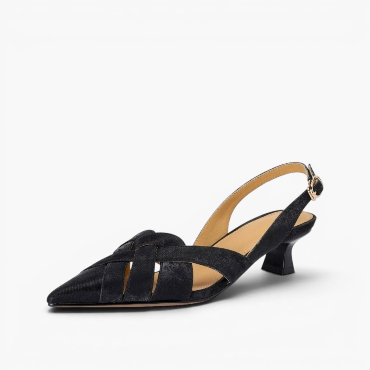 Kaelis Woven Leather Slingback Heels
