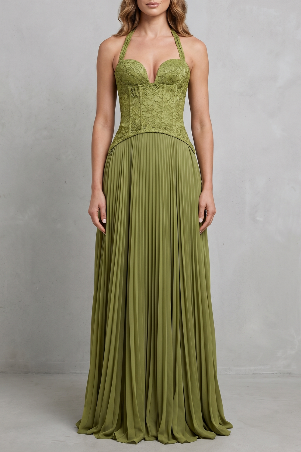 Corset Pleated Elegance Maxi Dress