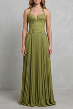 Corset Pleated Elegance Maxi Dress