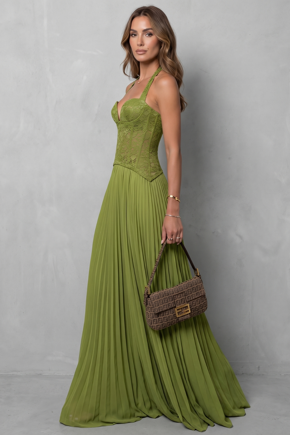 Corset Pleated Elegance Maxi Dress