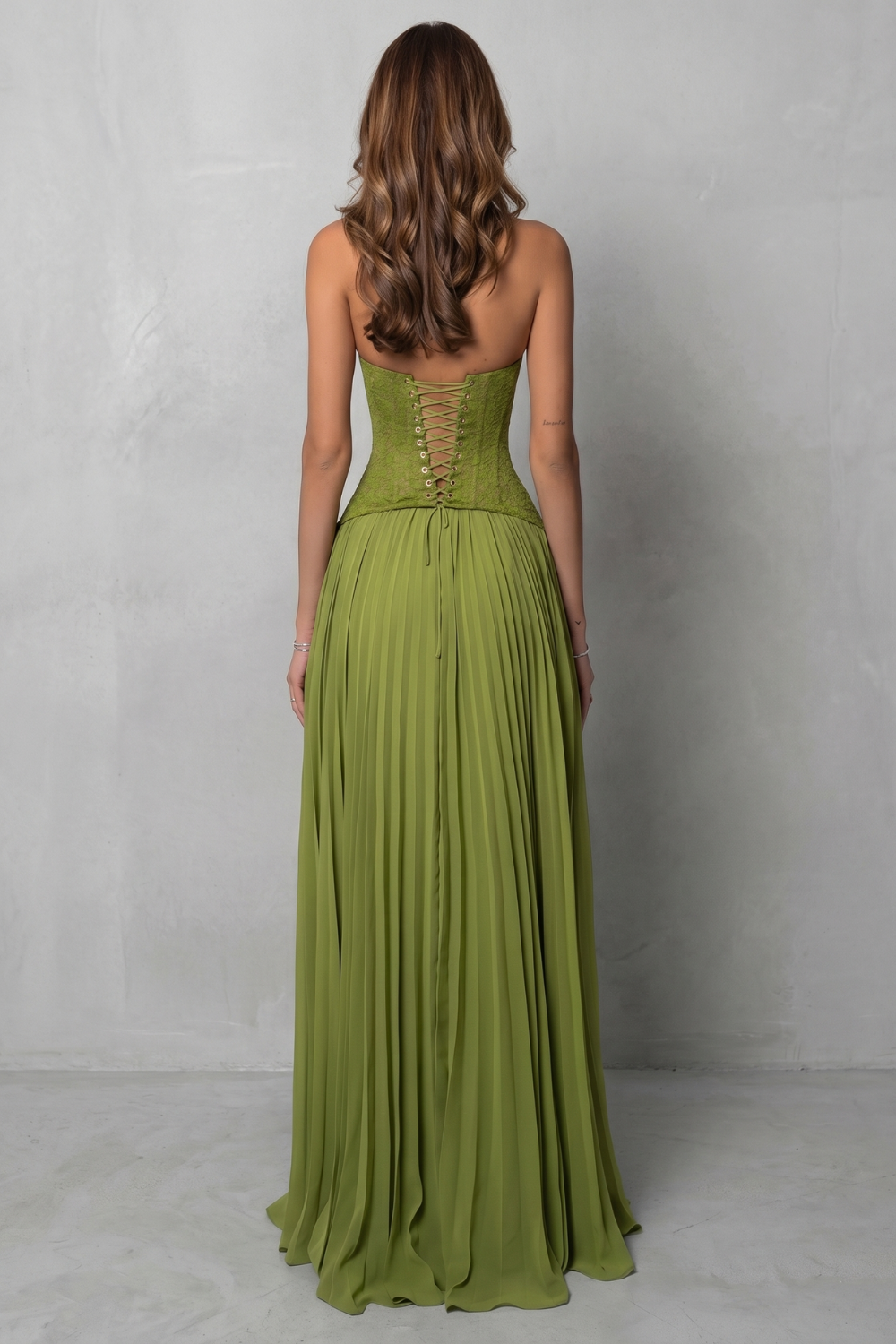 Corset Pleated Elegance Maxi Dress