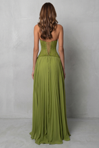 Corset Pleated Elegance Maxi Dress