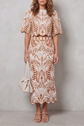 Printed Linen Elegance Skirt Set