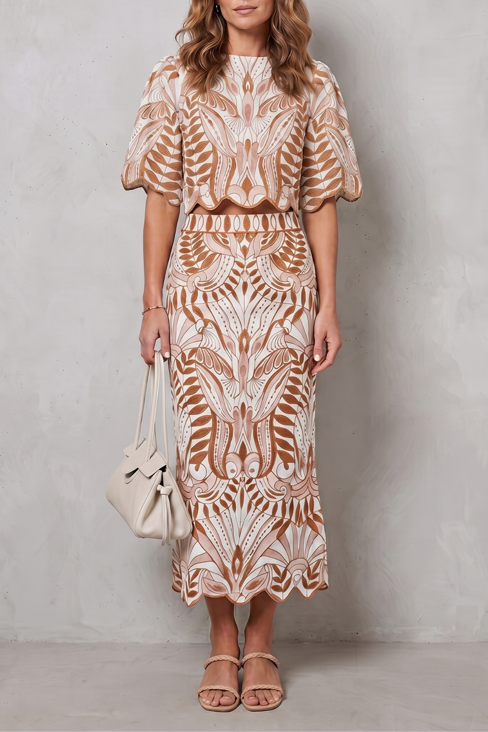Printed Linen Elegance Skirt Set