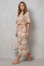 Printed Linen Elegance Skirt Set