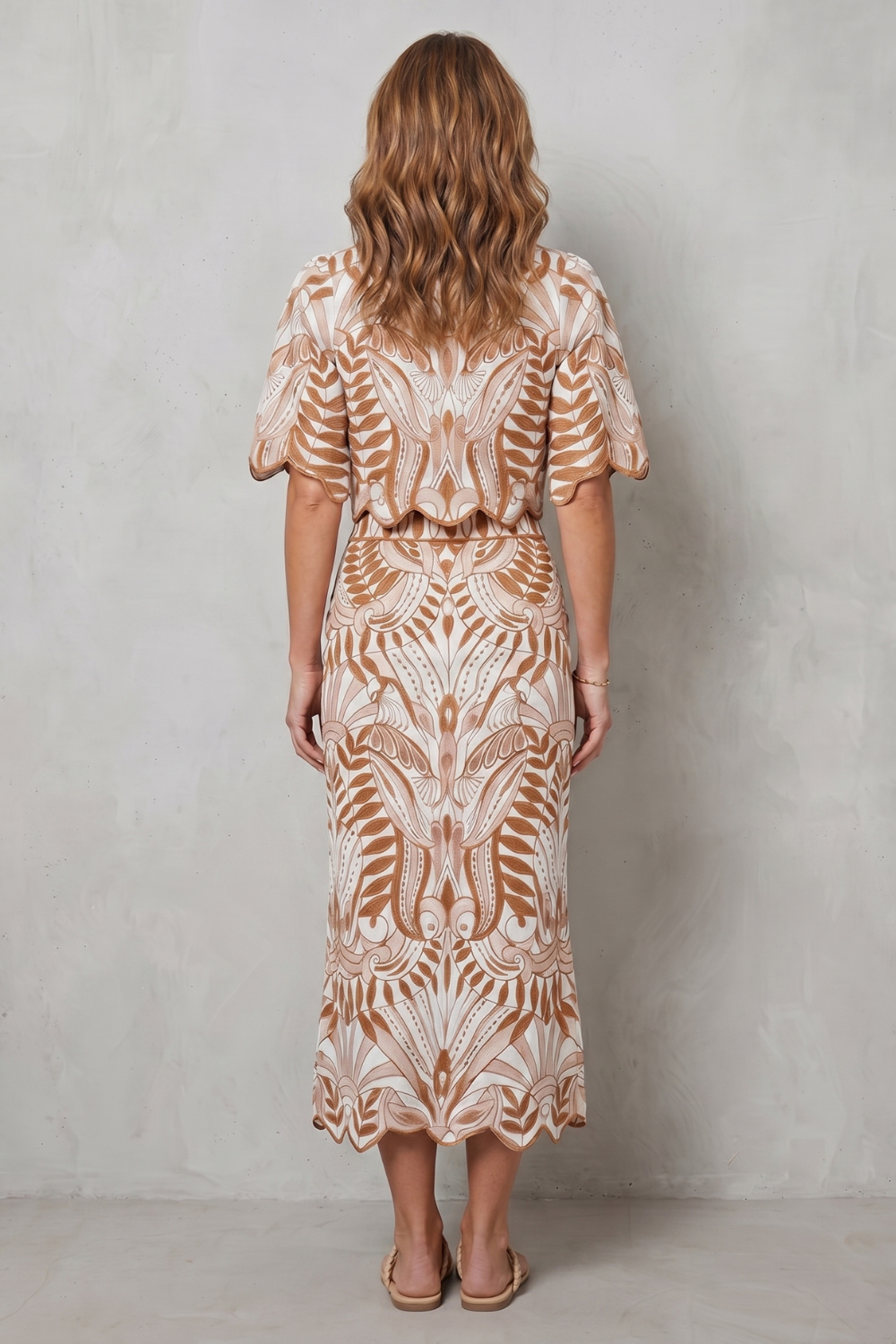Printed Linen Elegance Skirt Set
