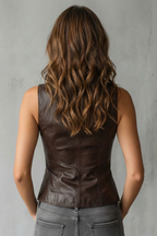 Retro Structure Sleeveless Leather Vest