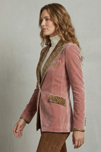 Leopard Contrast Elegant Cut Velvet Blazer