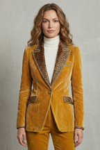 Leopard Contrast Elegant Cut Velvet Blazer