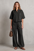 Breezy Pleated Elegance Trouser Set