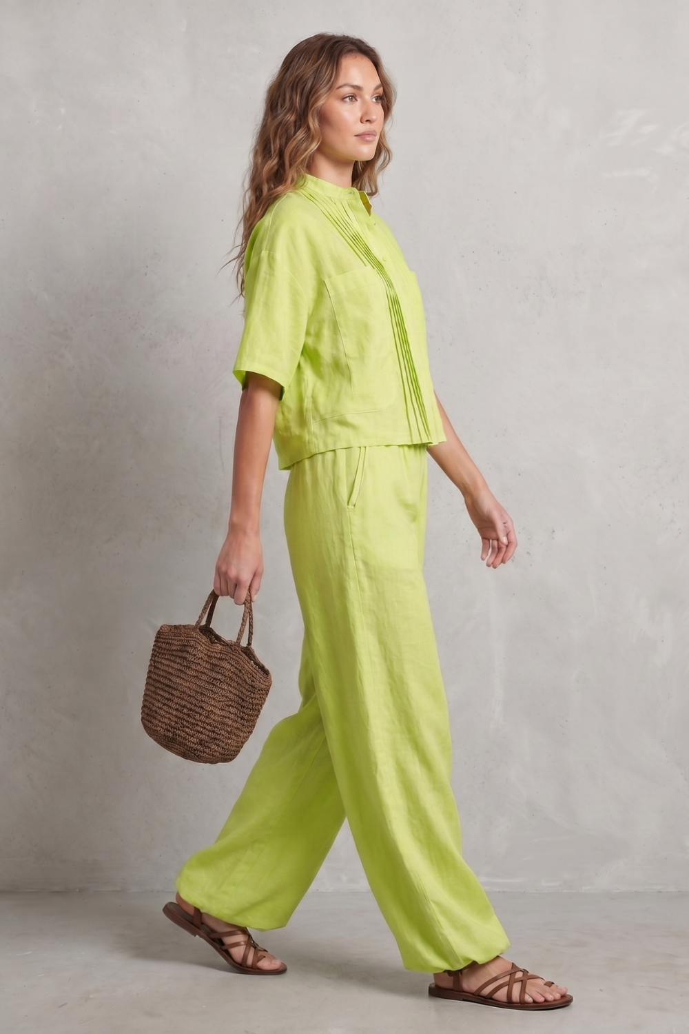 Breezy Pleated Elegance Trouser Set
