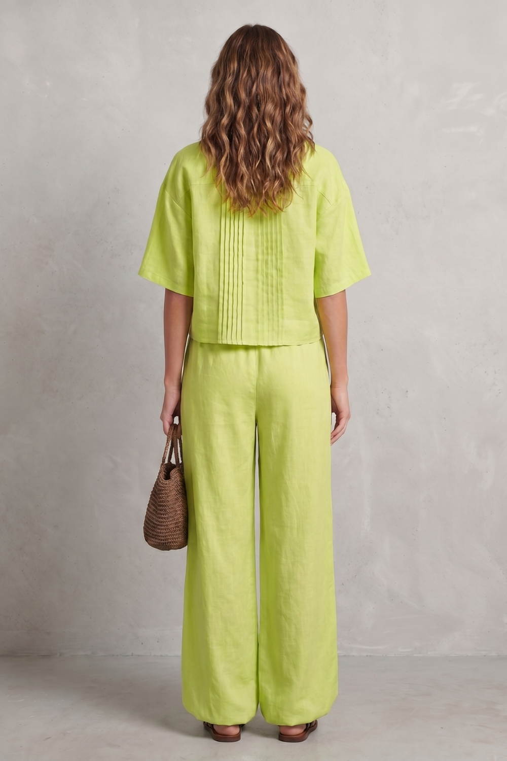 Breezy Pleated Elegance Trouser Set