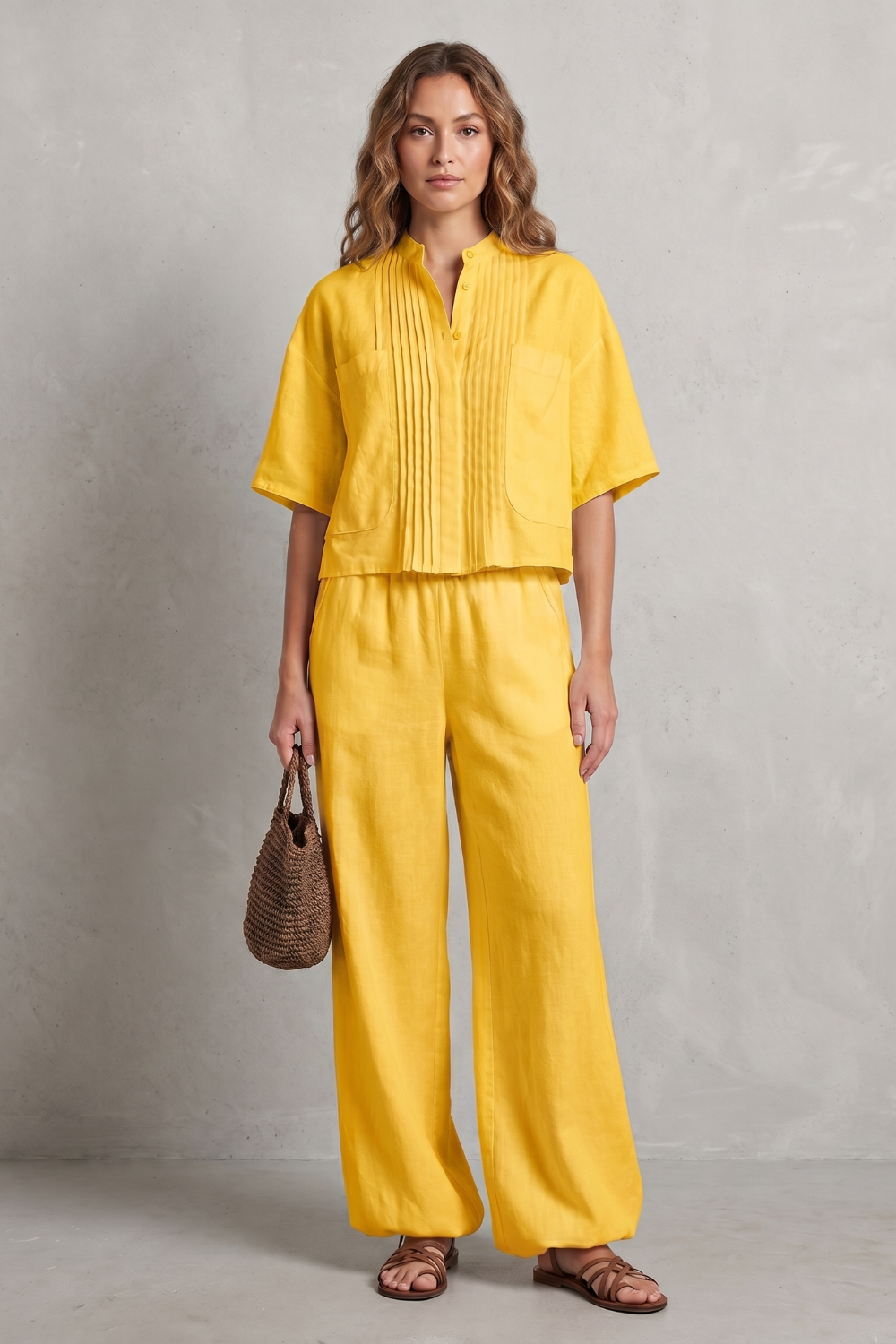 Breezy Pleated Elegance Trouser Set