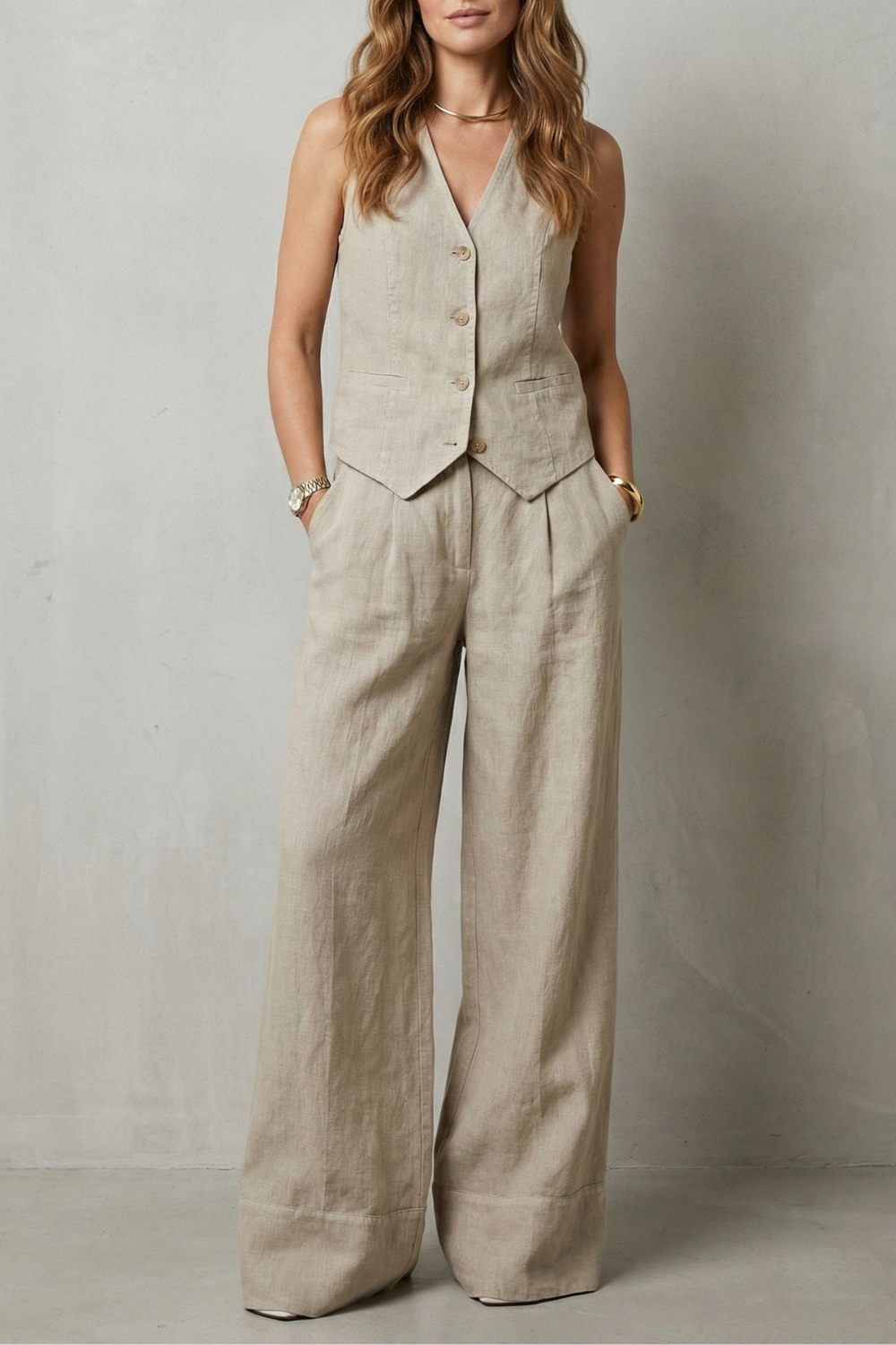 Relaxed Tailored Elegance Vest And Trouser Set