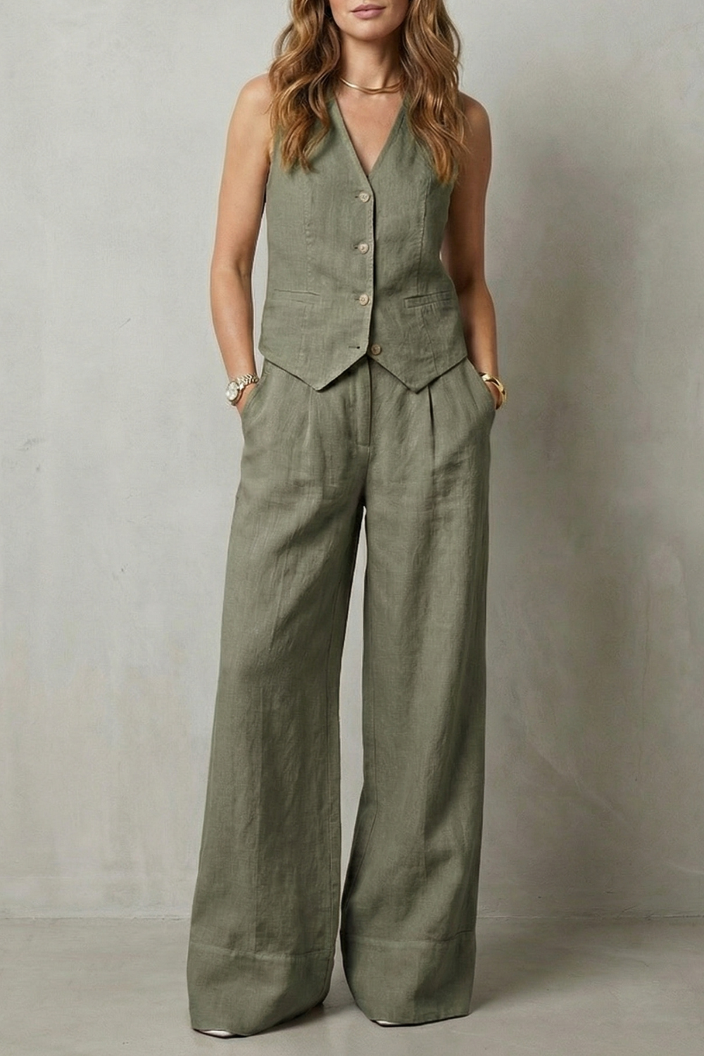 Relaxed Tailored Elegance Vest And Trouser Set