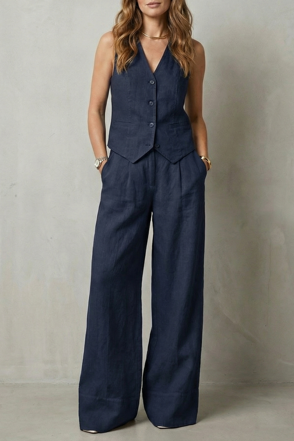 Relaxed Tailored Elegance Vest And Trouser Set