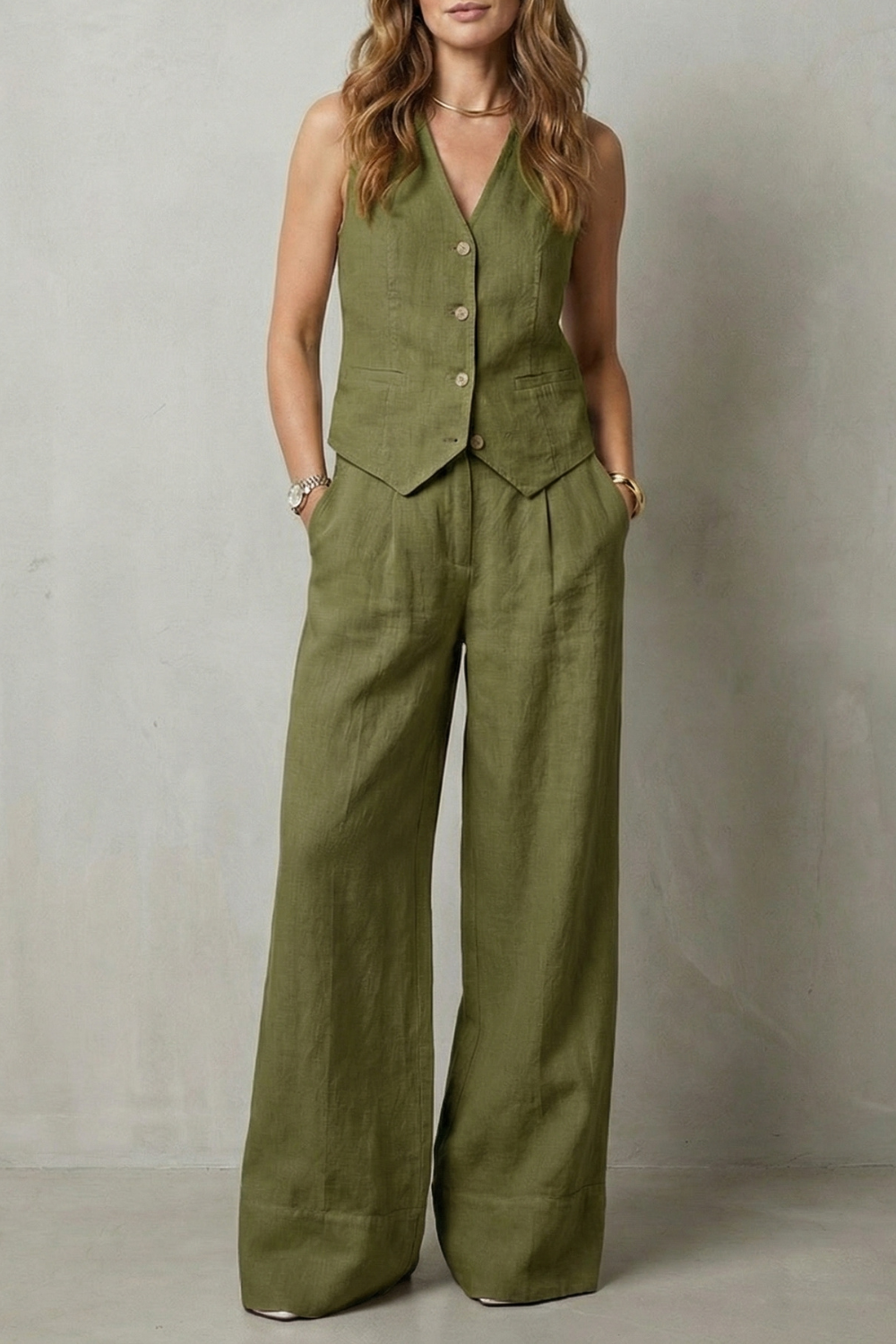 Relaxed Tailored Elegance Vest And Trouser Set