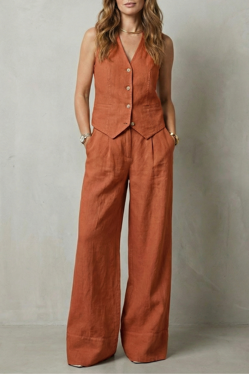 Relaxed Tailored Elegance Vest And Trouser Set