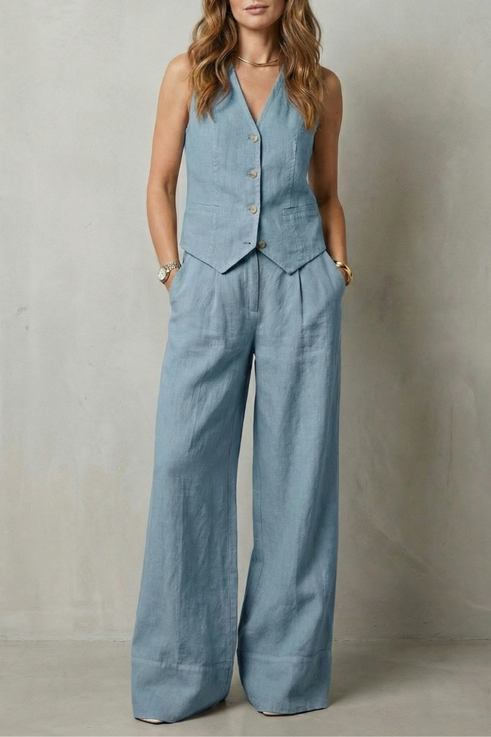 Relaxed Tailored Elegance Vest And Trouser Set