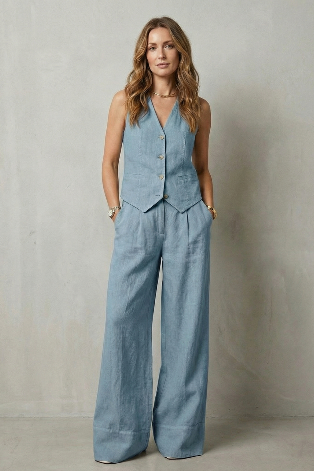 Relaxed Tailored Elegance Vest And Trouser Set