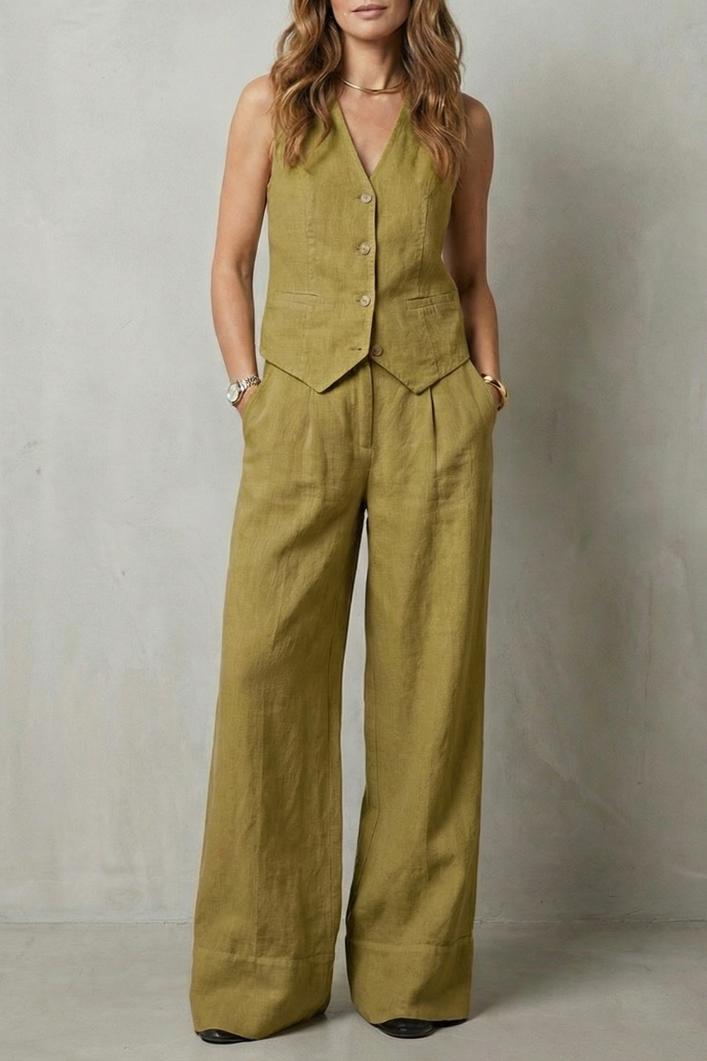 Relaxed Tailored Elegance Vest And Trouser Set
