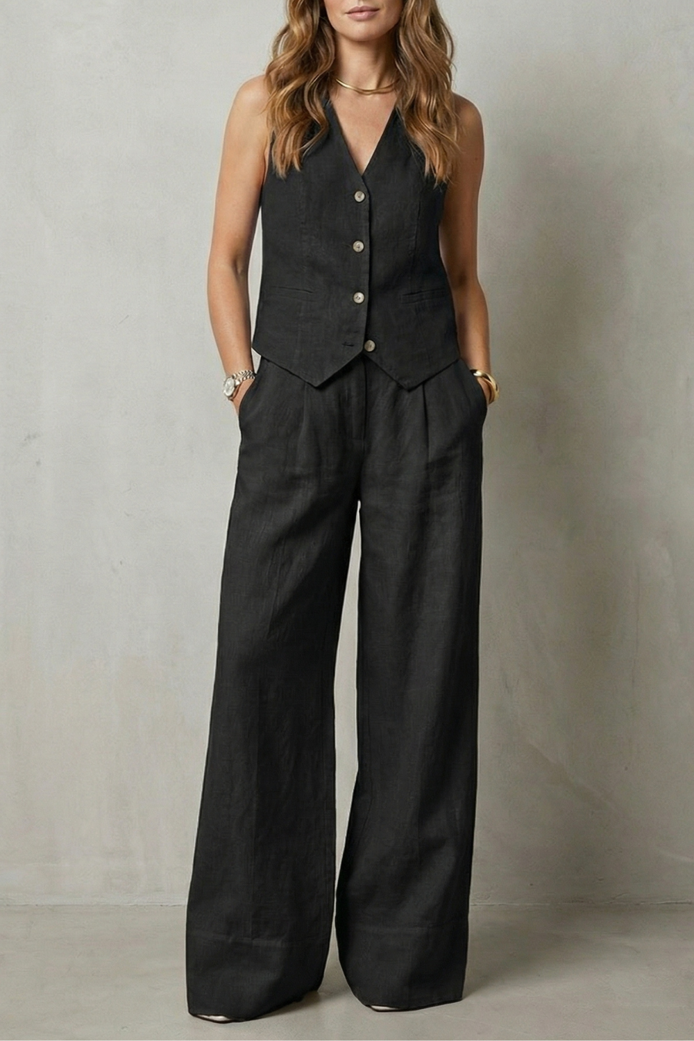Relaxed Tailored Elegance Vest And Trouser Set