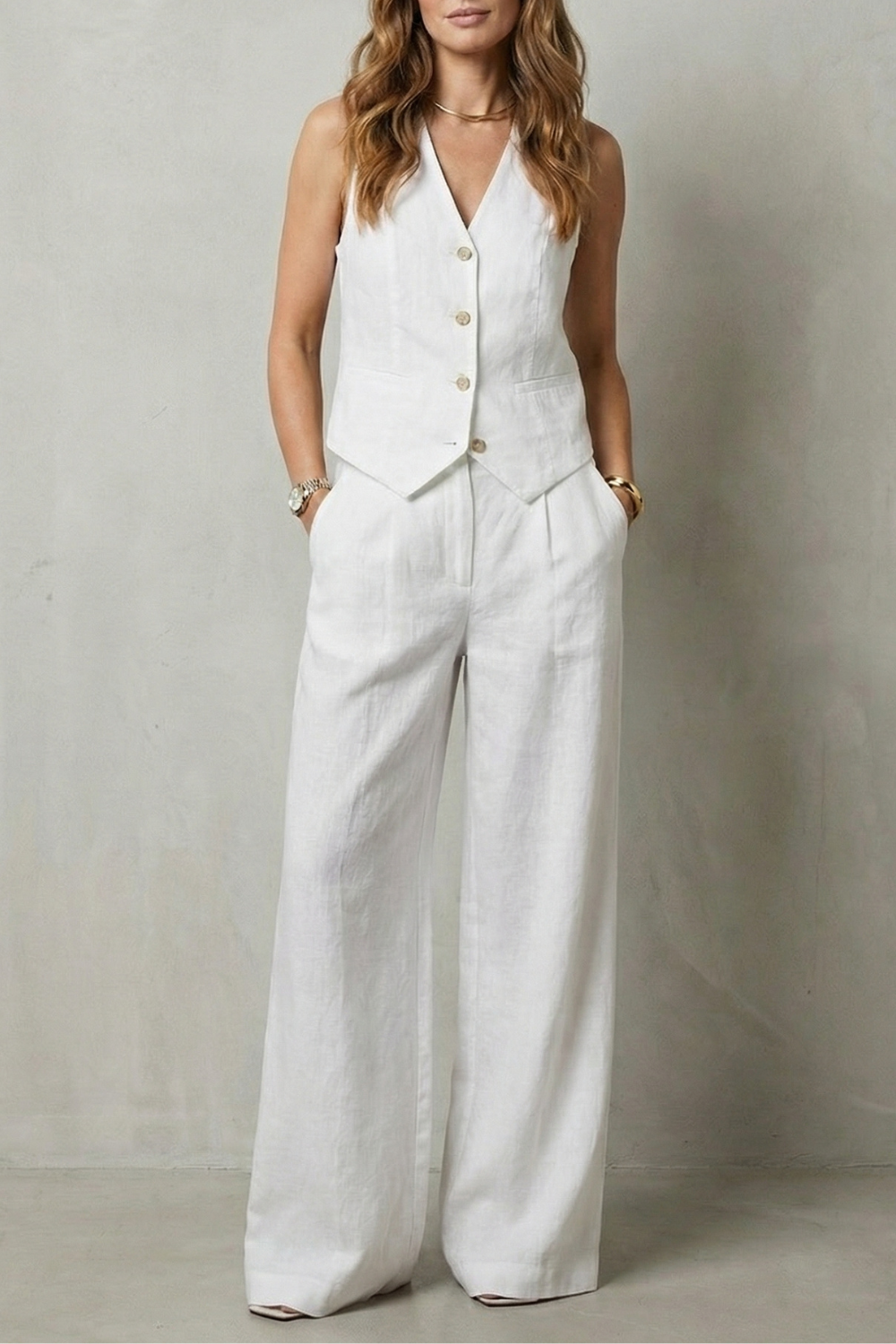 Relaxed Tailored Elegance Vest And Trouser Set