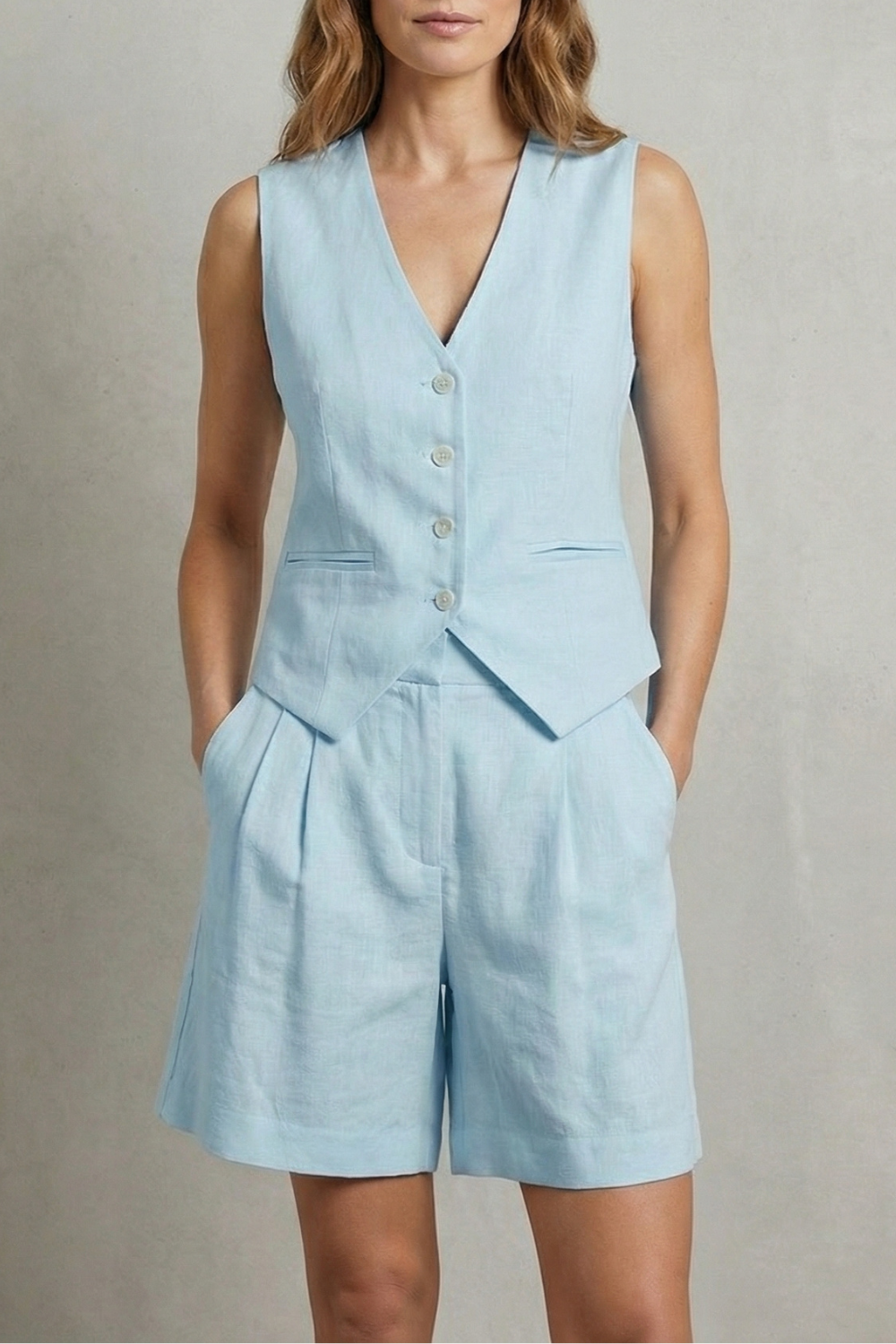 Tailored Summer Ease Vest And Short Set