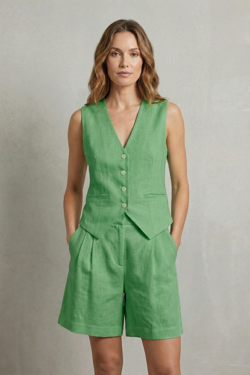 Tailored Summer Ease Vest And Short Set