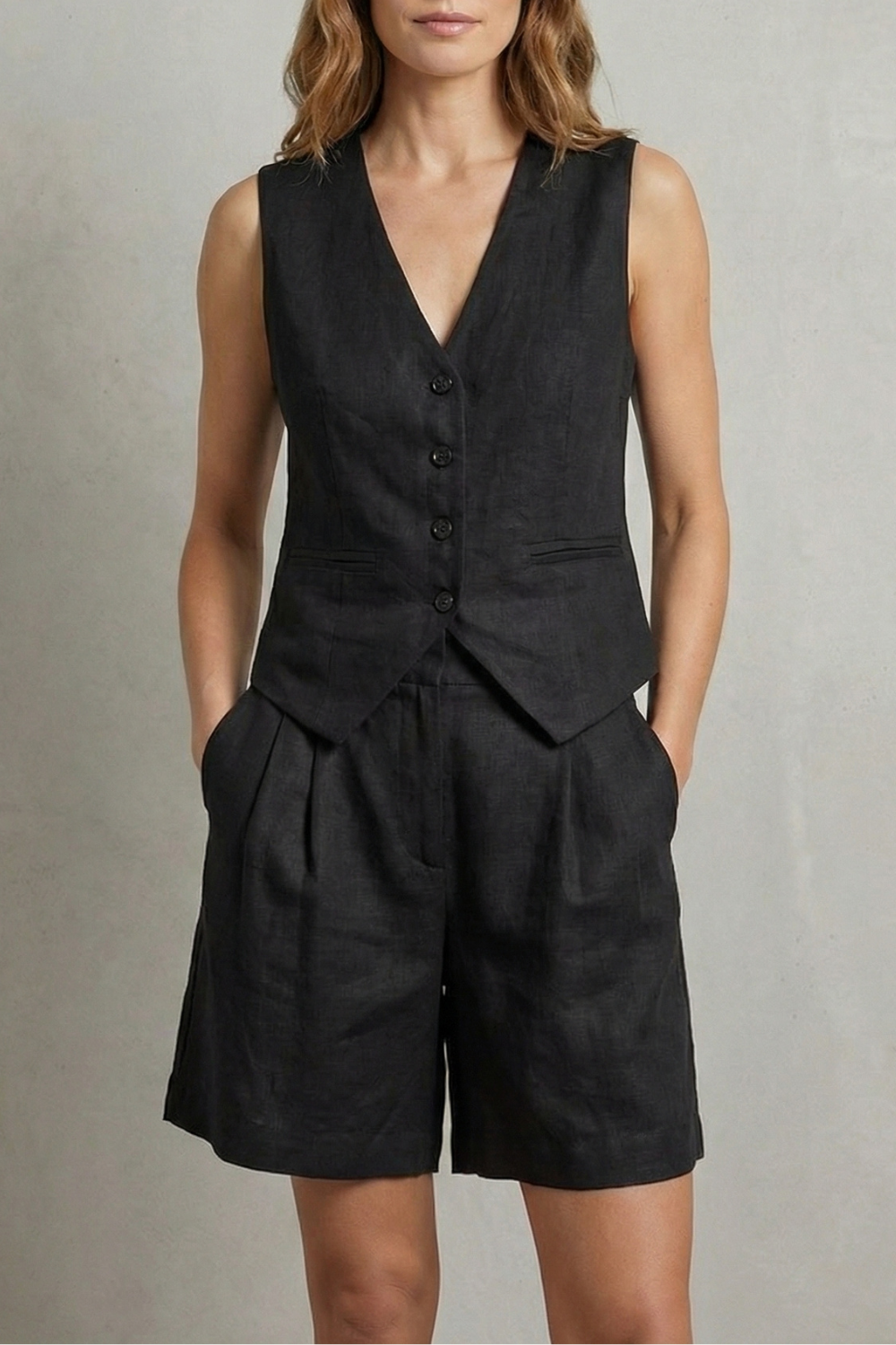 Tailored Summer Ease Vest And Short Set