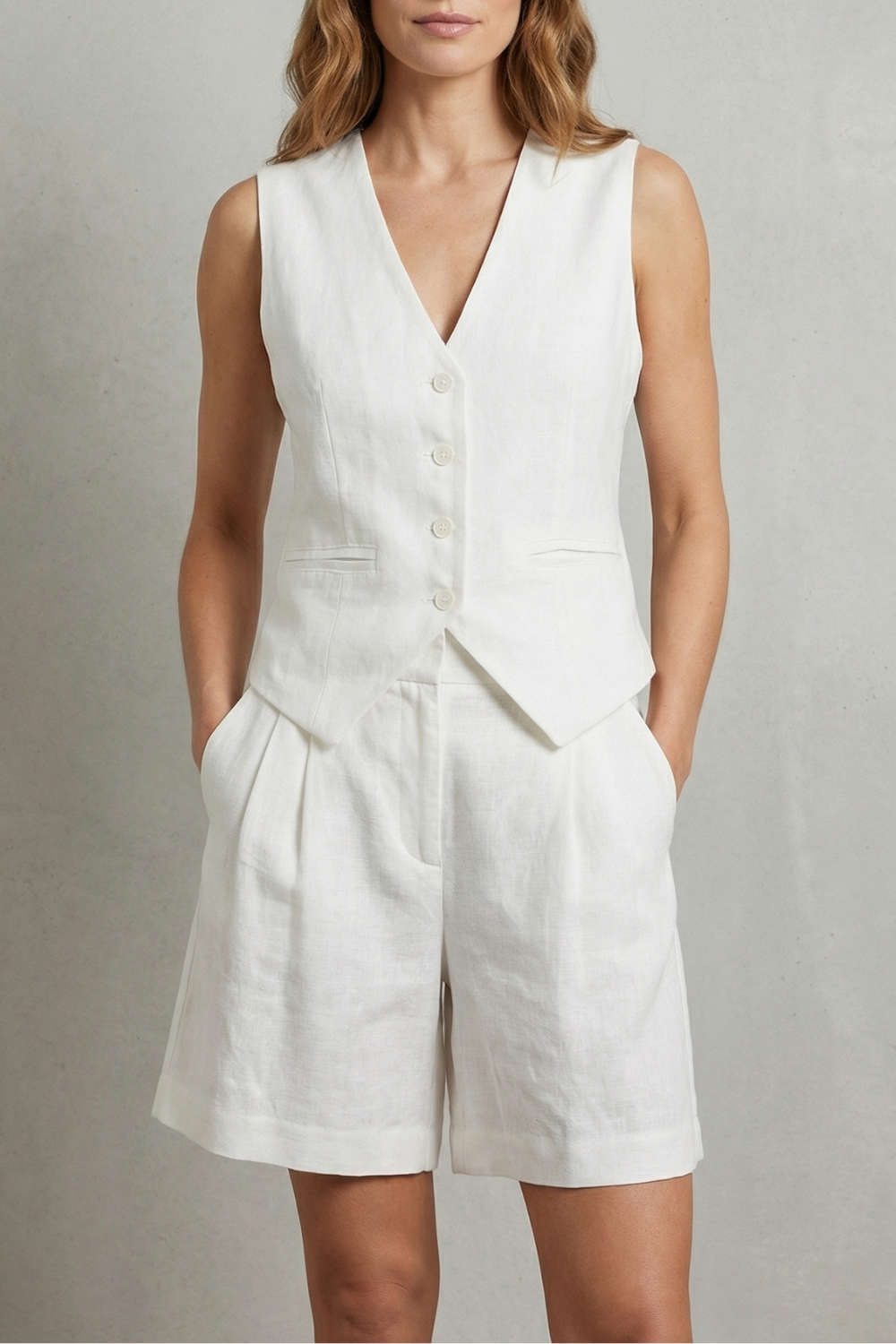 Tailored Summer Ease Vest And Short Set
