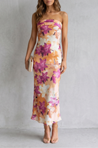 Strapless Floral Elegance Maxi Dress