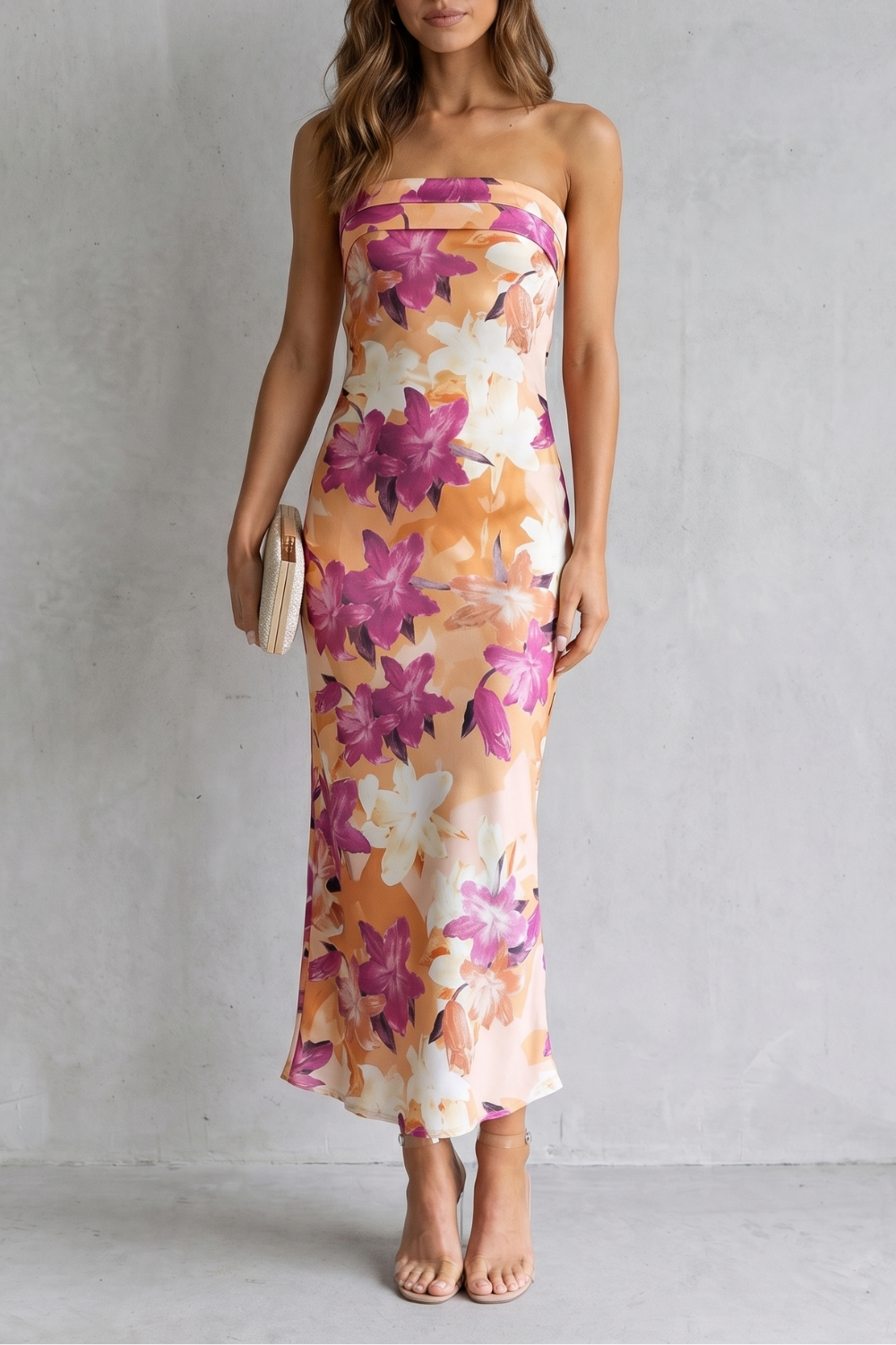 Strapless Floral Elegance Maxi Dress
