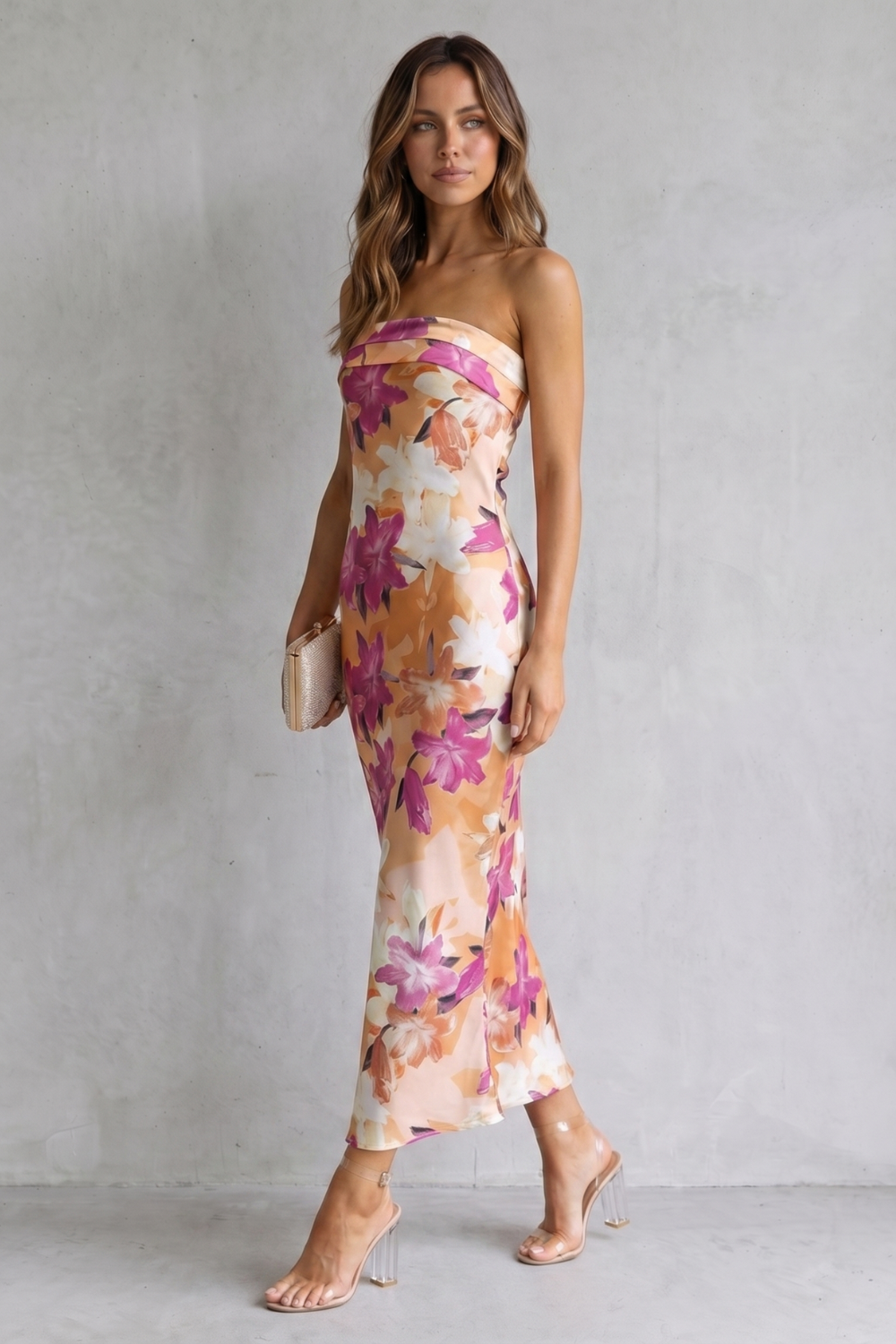 Strapless Floral Elegance Maxi Dress